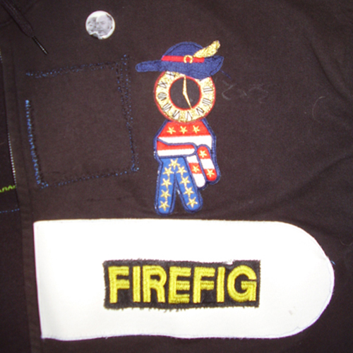 Detail of Brent's jacket